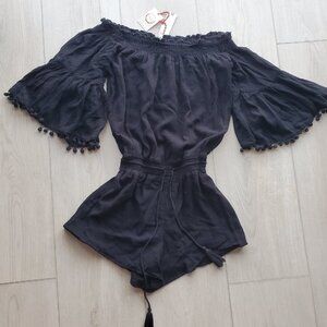 Anthropologie Raga Size S NWT Black Viscose Mini Romper